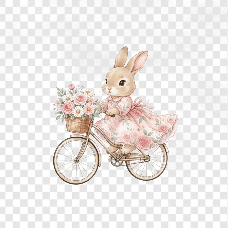 Baby bunny watercolor clipart with pastel pink details, ideal for nursery wall art, digital scrapbooking, and printable designs.