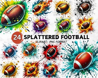 Paquete de imágenes prediseñadas de fútbol en acuarela: Ilustraciones deportivas pintadas a mano (PNG, descarga instantánea, uso comercial)