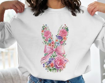 Floral Easter Bunny PNG: Coquette Bow Clipart (Digital Download)