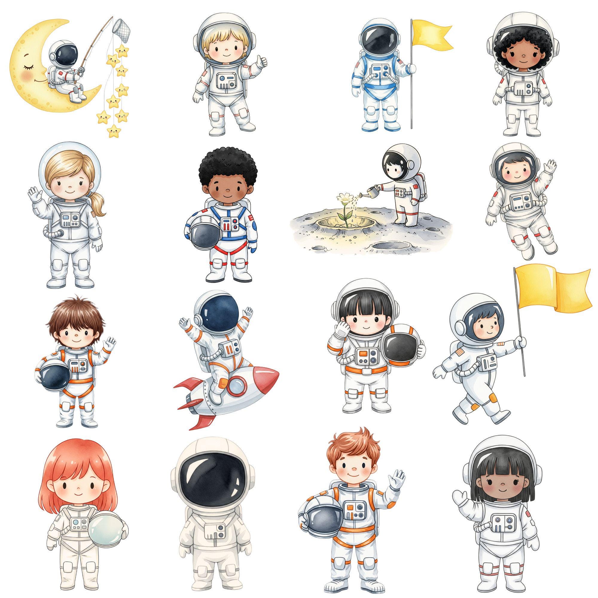 Cute Space Clipart, Little Astronaut PNG, Outer Space Png, Rocket Ship ...