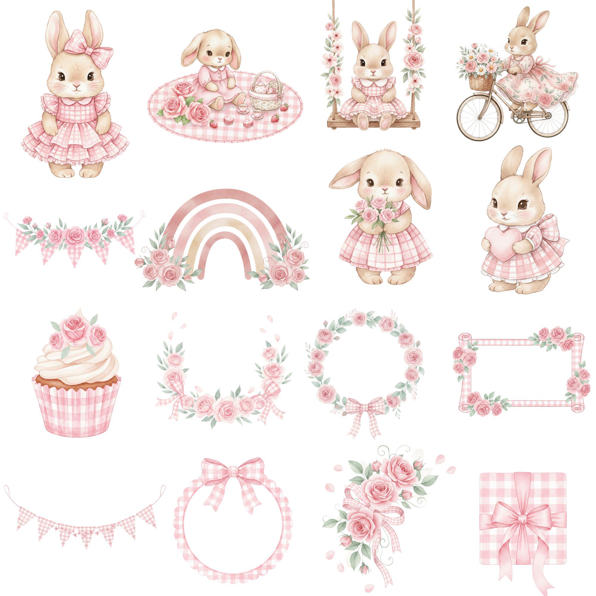 Pink Bunny Clipart, Baby Bunny PNG, Watercolor Bunny, Cute Bunny ...