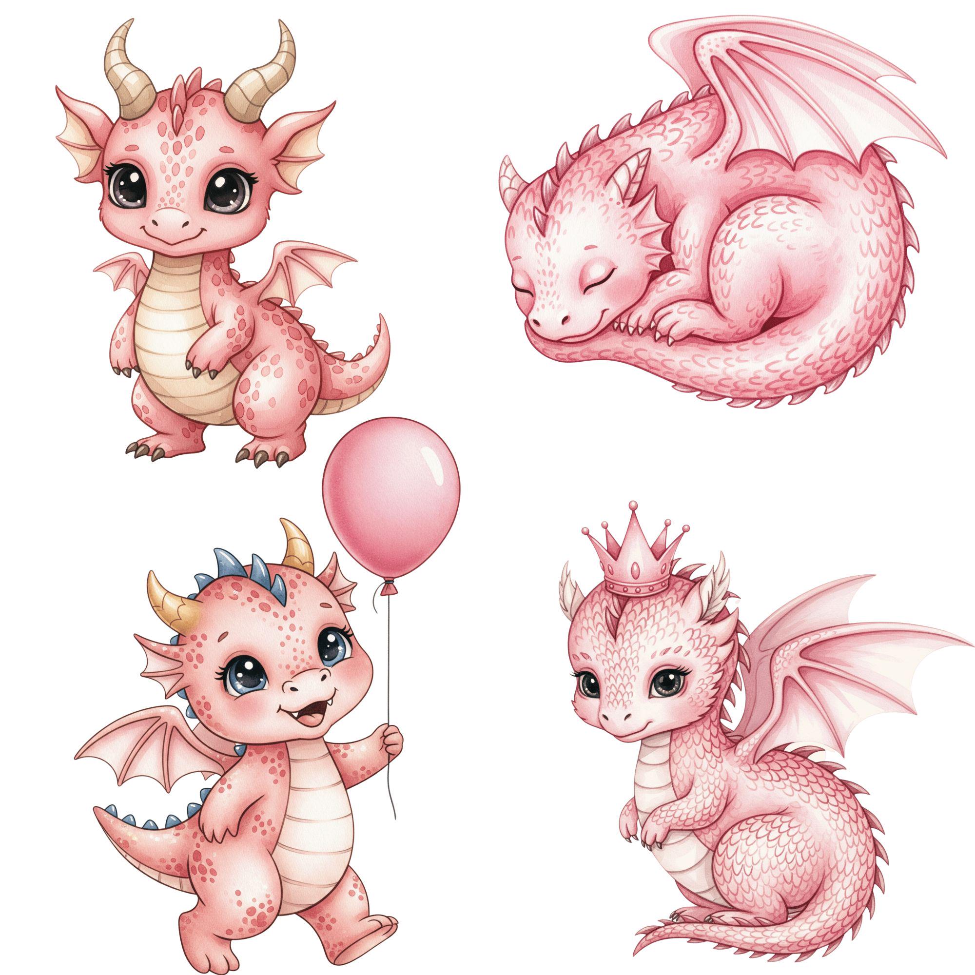 Pink Baby Dragon Clipart, Cute Dragon Clipart, Little Dragon PNG ...