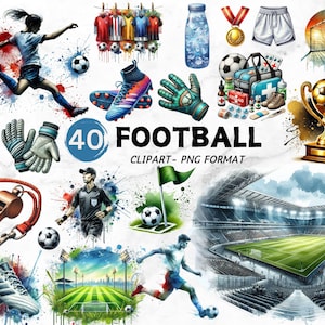 Aquarell Fußball Clipart Fußball Clipart Tor Spieler Uniform Sport Illustrationen Clipart Bundle digitaler Download Kommerzielle Nutzung