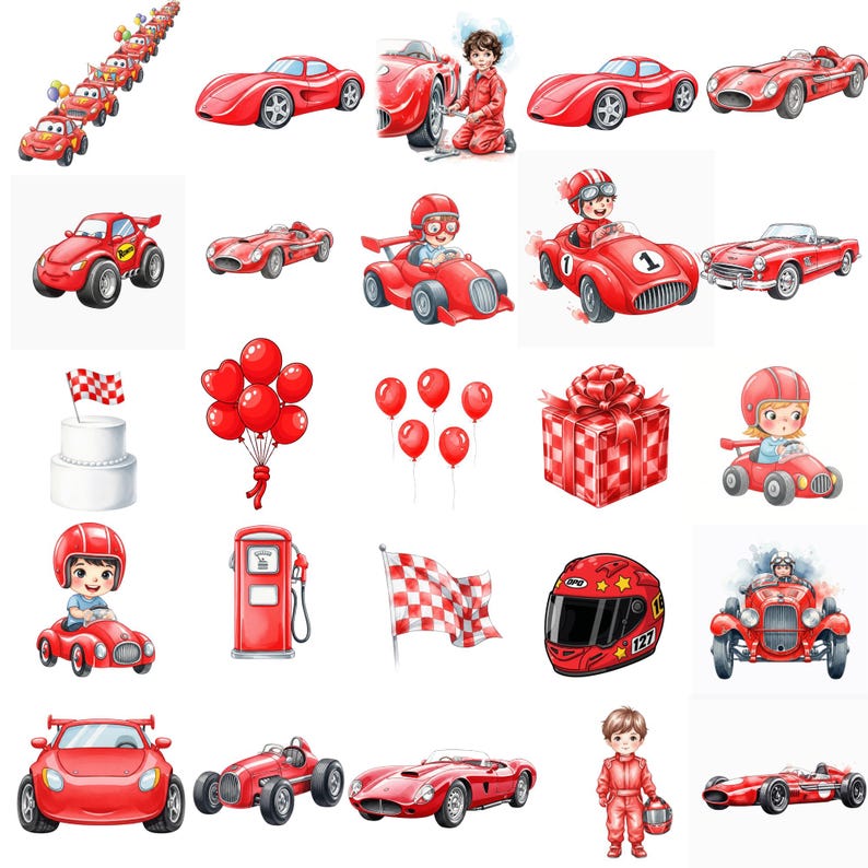 Hand-painted vintage racing car PNG with soft watercolor style, ideal for Two Fast birthday themes or baby shower decorations