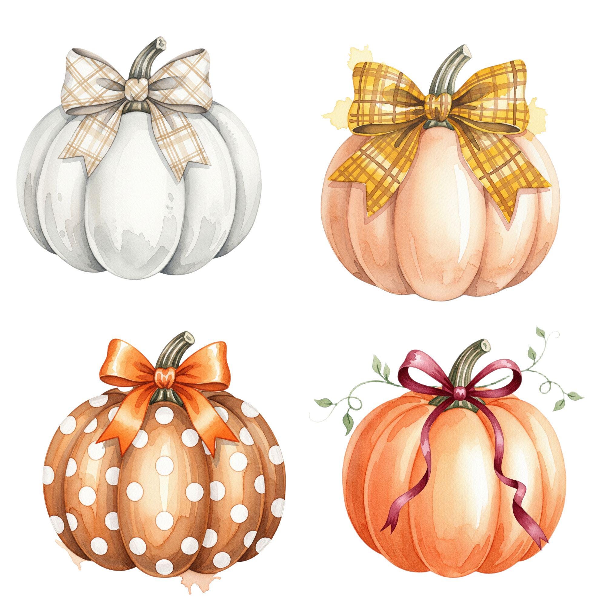 Watercolor Pumpkin Clipart Bundle: Rustic Fall PNG Graphics - Etsy