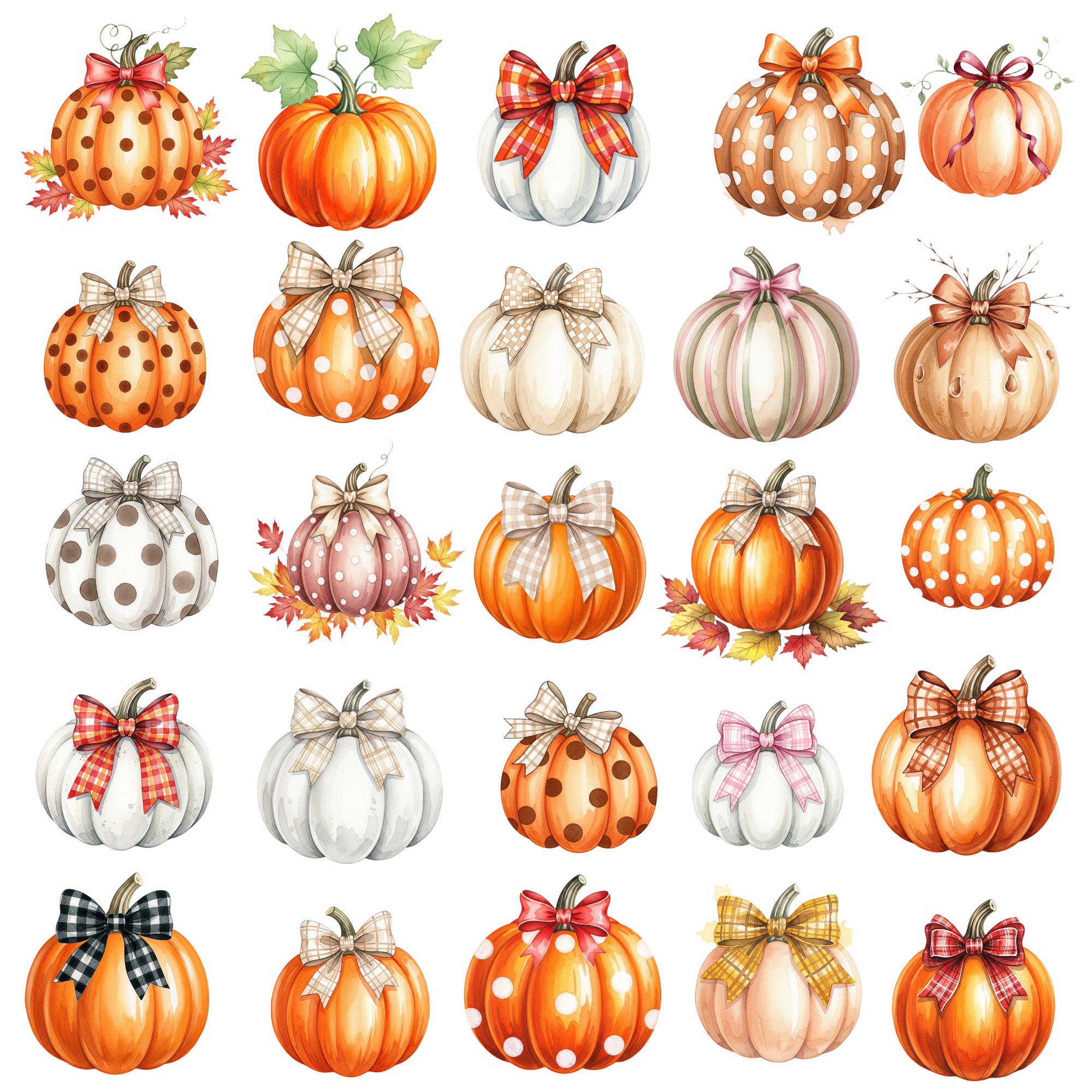 Watercolor Pumpkin Clipart Bundle: Rustic Fall PNG Graphics - Etsy