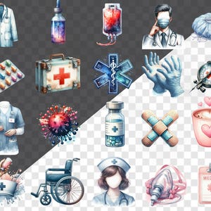 Doctor and nurse medical graphics in PNG format for t-shirt designs