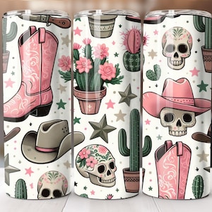 Western Tumbler Wrap, Cowgirl Tumbler Wrap, Cowboy Boot Tumbler, Cowgirl Boots, Desert Tumbler, Rodeo Tumbler, Cow Skull, Sublimation Design
