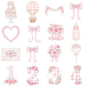 Ballerina bunny clipart in soft pink pastels, perfect for ballet-themed nursery decor, baby girl birthday, and digital crafts.