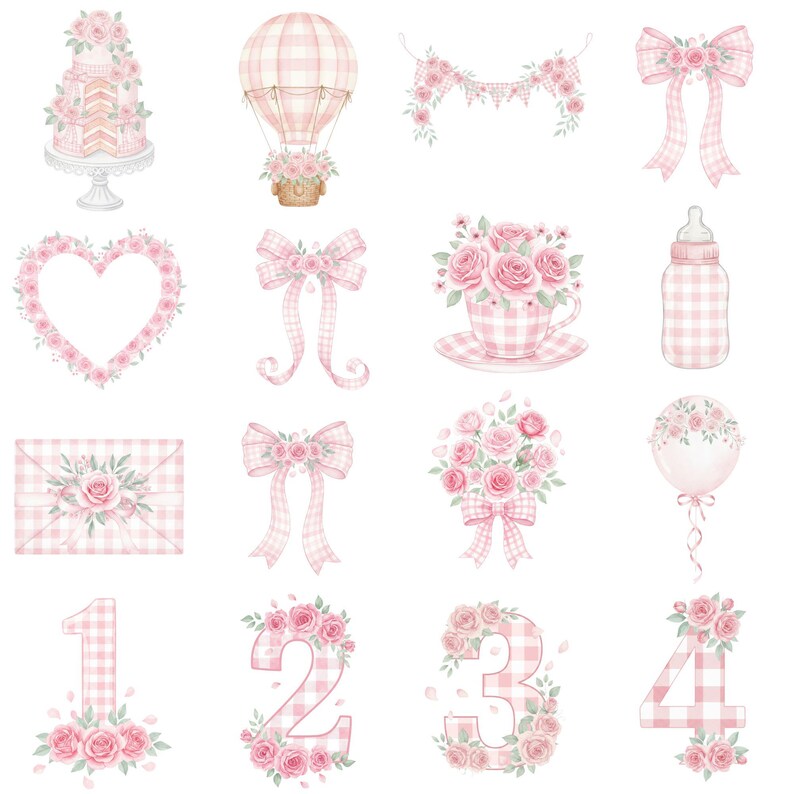 Ballerina bunny clipart in soft pink pastels, perfect for ballet-themed nursery decor, baby girl birthday, and digital crafts.