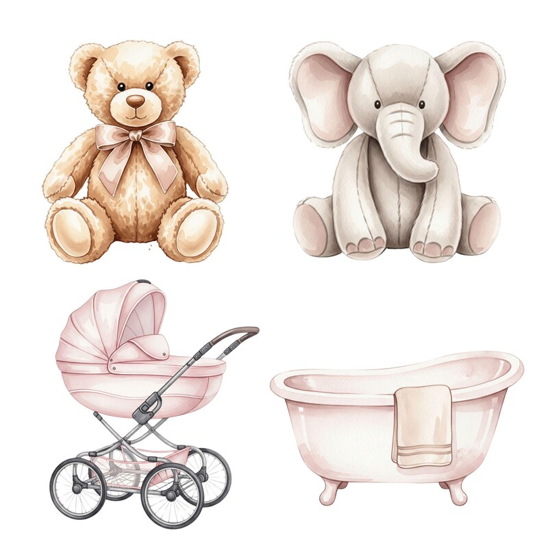 Watercolor Baby Girl Clipart, Boho Pink Nursery PNG, Cute Newborn Baby ...