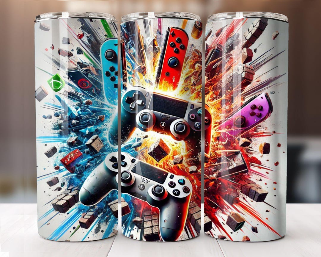 Game Controller Tumbler Wrap, 20 Oz Skinny Tumbler, 3D Sublimation ...