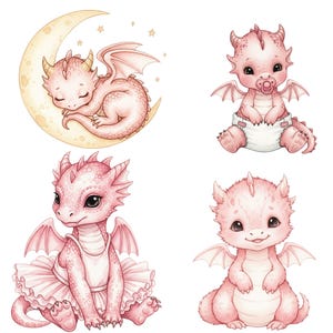 Pink Baby Dragon Clipart, Cute Dragon Clipart, Little Dragon PNG ...