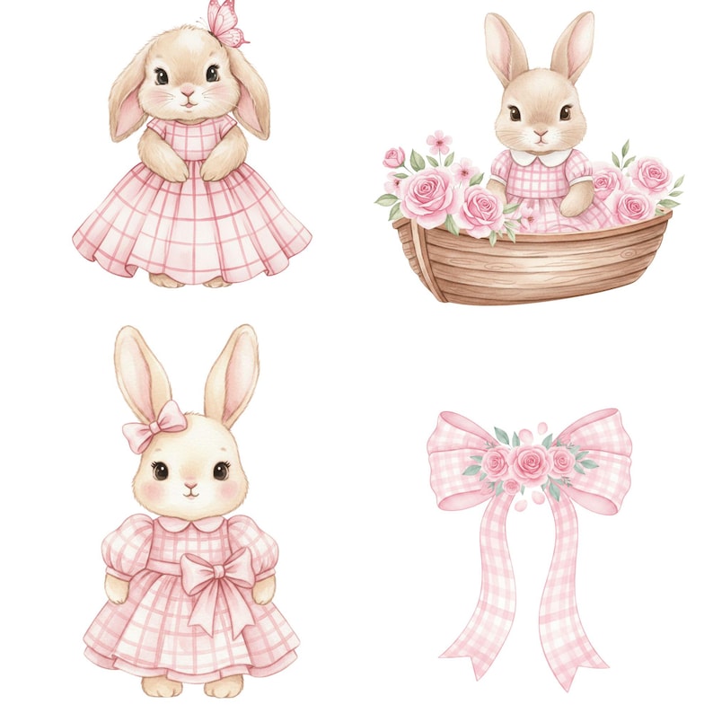 Pastel watercolor bunny PNG, perfect for digital download projects including nursery decor, Easter crafts, and cute bunny designs.