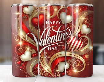 Valentine's Day Hearts Tumbler Wrap: 20 Oz PNG Design (Digital Download)