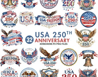 250th Anniversary PNG, America 250 Clipart, USA 1776 2026 Patriotic Eagle, 4th Of July Shirt Design, Commercial Use, Independence Day Pngs