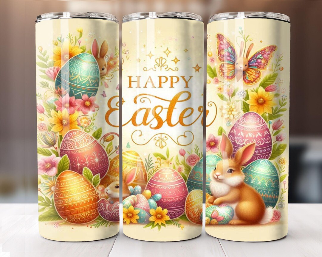 Cute Easter Bunny Tumbler Wrap 20oz Skinny Tumbler Sublimation Design ...