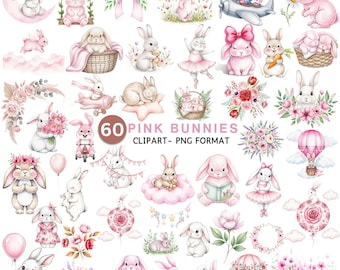 Aquarell Hase Clipart: Ballerina, schlafend, Boho Kinderzimmer Kunst (PNG Download