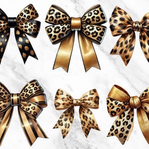Leopard Bow Clipart for Sublimation, Cheetah Print Ribbon, Soft Girl Trendy Clipart, Digital Download for Crafts and Shirts