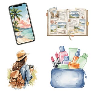 Beautifully illustrated traveler clipart PNG files, perfect for commercial projects, digital planners, and personalized travel journals.