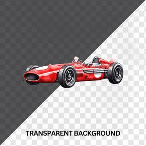 Watercolor little racer clipart featuring red sports car, great for toddler boy room decor and commercial use design projects