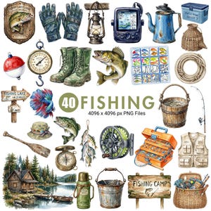 Akvarell fiske clipart, hutting clipart, fiske PNG, fiskare illustration, abborre fisk clipart, fars dag design, kommersiellt bruk