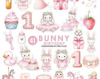 Cute Bunny Clipart, Bunny Birthday, Watercolor Bunny PNG, Bunny And Balloons, Boho Bunny Clipart, Baby Bunny, Nursery Rabbit, Baby Shower