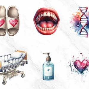 Digital download of medical clipart with doctor and nurse graphics in PNG format