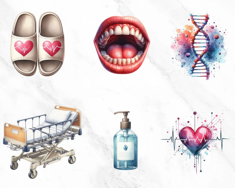 Digital download of medical clipart with doctor and nurse graphics in PNG format