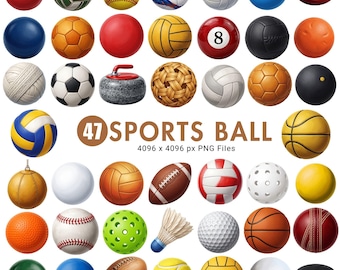 Sports Ball Clipart, Watercolor Sports Clipart, Sports Balls PNG, Soccer Ball - Basketball Football Baseball Golf Tennis, Commercial Use PNG
