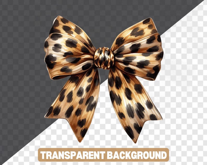 Trendy Coquette Bow Clipart, Leopard and Cheetah Print, Soft Girl Aesthetic Ribbons for Shirt Designs, Instant Digital Download