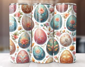Watercolor Easter Egg Tumbler Wrap: Seamless Bunny Design (PNG Digital Download)