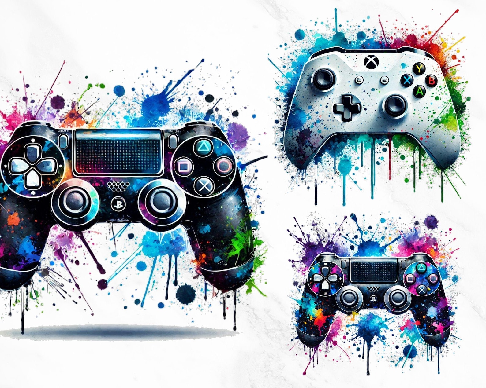 Game Controller Clipart Bundle: 25 PNG Gaming Graphics (instant ...