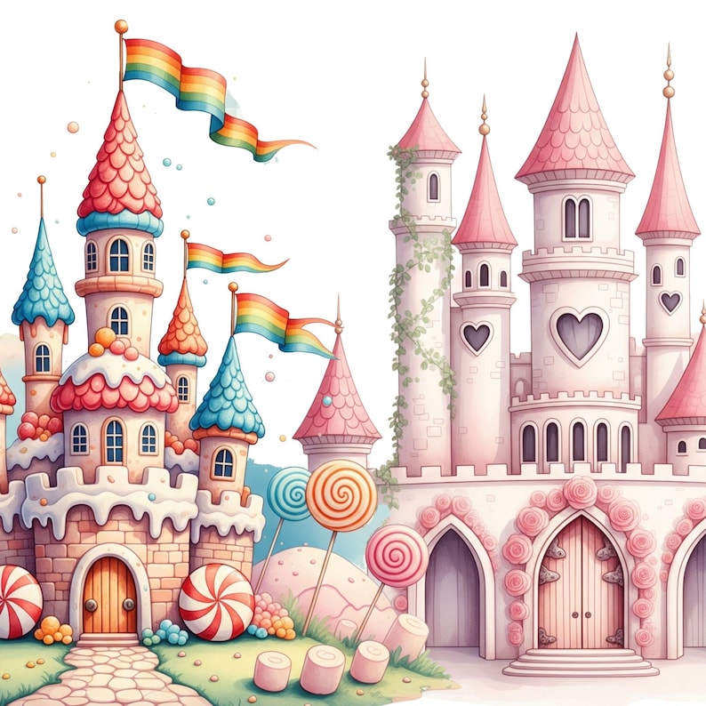 Watercolor Princess Castle Clipart, Pink Fairytale Castle PNG, Princess ...