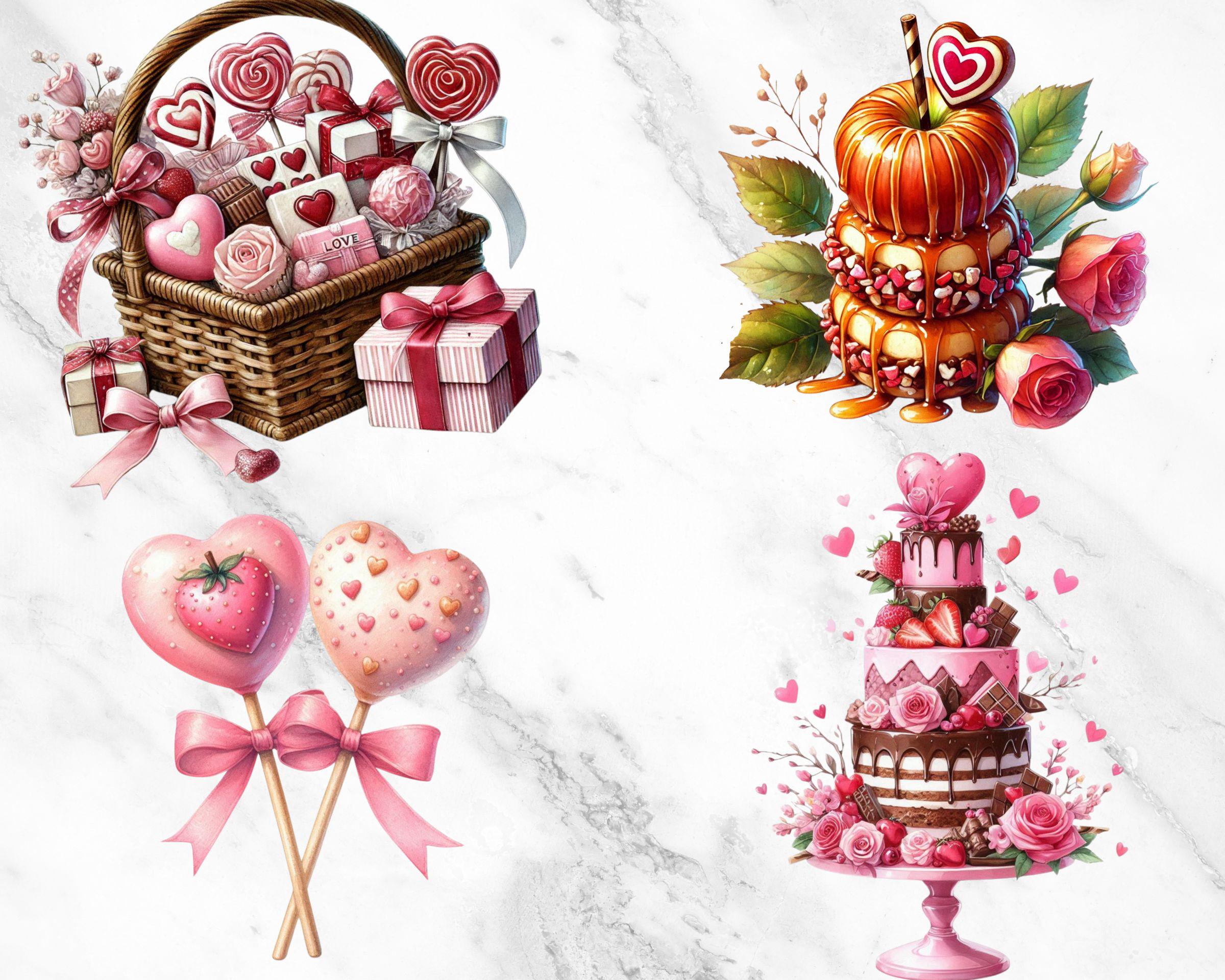 Valentines Day Sweets Clipart, Chocolate Cookie PNG, Watercolor ...