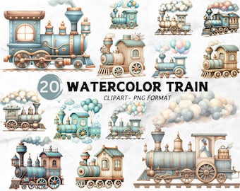 Cute Train Clipart, Kids Transportation Clipart, Baby Shower Train, Nursery Clipart, Cartoon Train, Locomotive Clipart, Digital Download