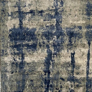 Handgeknoopt wollen vloerkleed: modern neutraal tapijt, 8 x 10 ft - Made in India