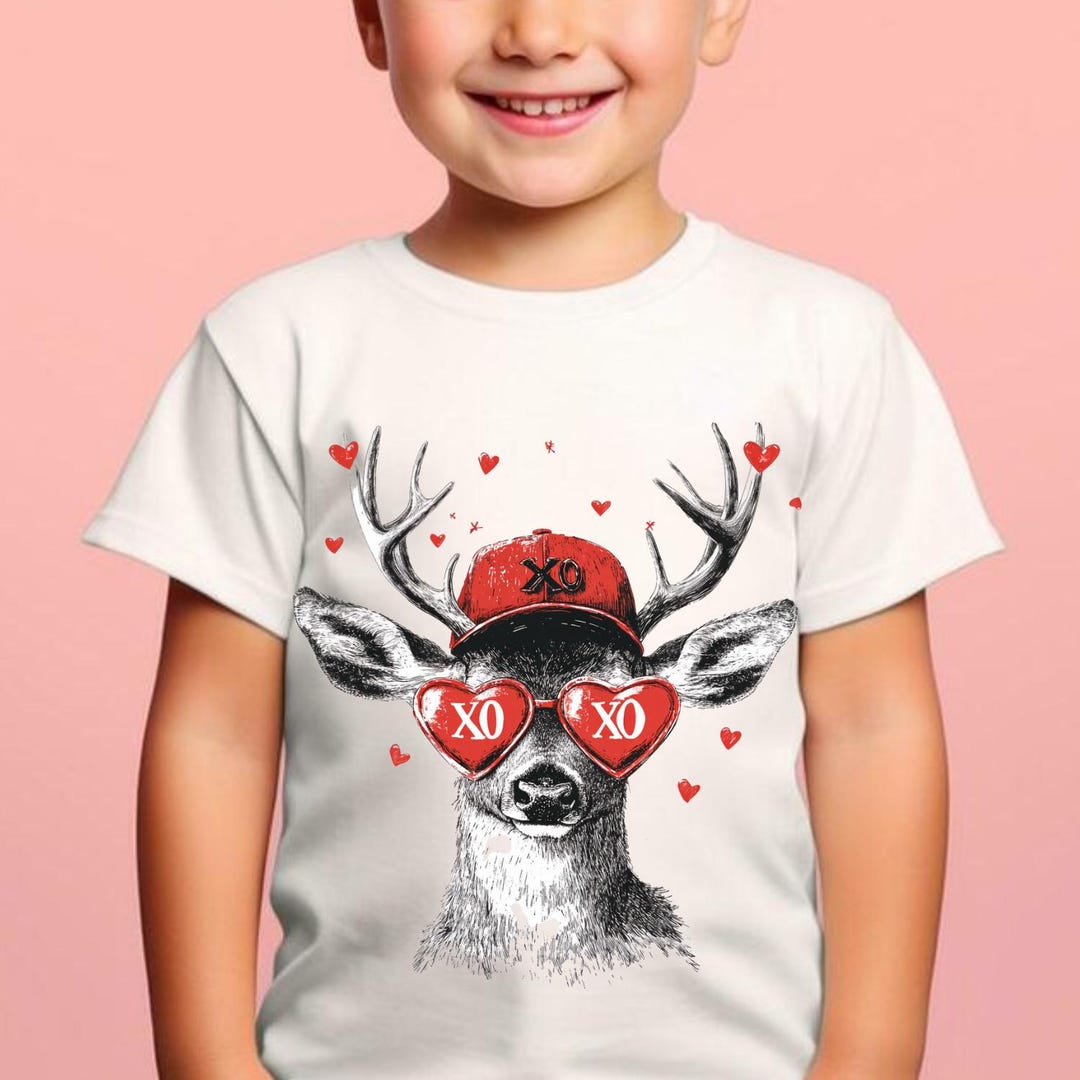 Valentine Buck PNG Boys Valentines Design Deer Hunting Sublimation XOXO ...