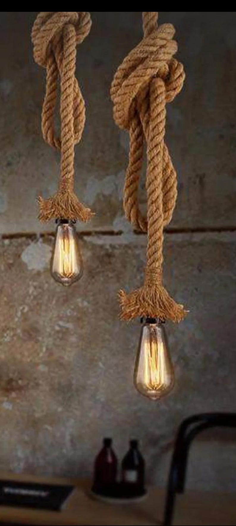 Single Rope Pendant Chandelier - Etsy