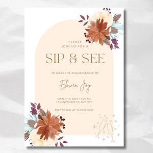 Sip and See Baby Invitation Template - Meet and Greet for new baby