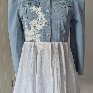 beautiful upcycled embroidered denim jacket size UK 10