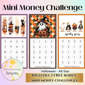 Halloween Mini Money Challenge A6 Binder Insert Size Printable Savings Game Fun Halloween Budget Tracker Instant Download Cash Stuffing Game