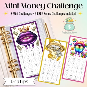 Drip Lip Mini Money Challenge A6 Size Printable Savings Tracker Budget Binder Inserts Digital Download Savings Challenge Money Savings