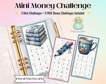Floral Patchwork Mini Money Challenge Printable A6 Savings Tracker Budget Envelope Insert Digital Download Mini Savings Challenge