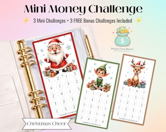 Christmas Cheer Mini Money Challenge Printable, A6 Savings Tracker, Money Budget Envelope Insert, Digital Download, Mini Savings Challenge