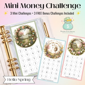 Mini Money Challenge Printable, Hello Spring Savings Challenge A6, Spring Budget Tracker, Easter Savings, Cash Envelope Insert