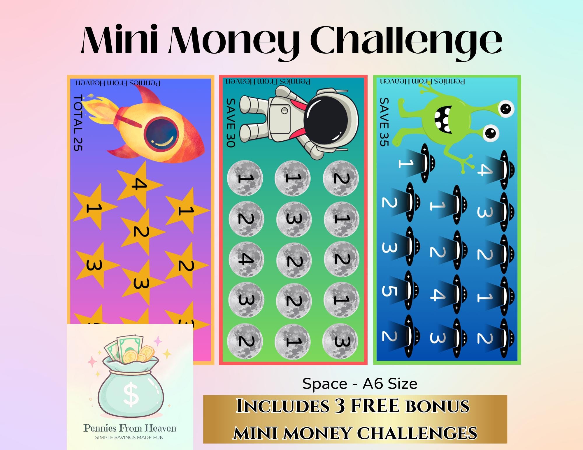 Mini Money Mini Money Challenge A6 Printable, Space Savings Challenge, Cash ...