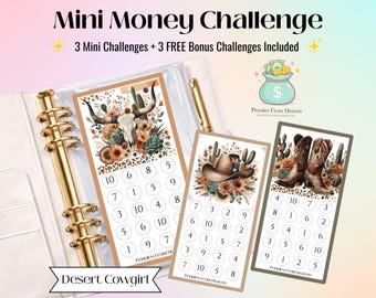 Desert Cowgirl Mini Savings Challenge Printable Western A6 Cash Envelope Tracker Boho Cowgirl Money Challenge Cash Stuffing Budgeting
