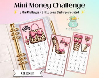 Queen mini gelduitdaging A6-formaat afdrukbare besparingen tracker budget bindmiddel insteekkaarten digitale download besparingen uitdaging Winkelbesparingen