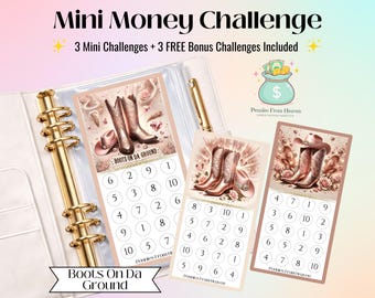 Boots On Da Ground Mini Money Challenge Printable, A6 Savings Tracker Western Budget Envelope Insert Digital Download Mini Savings Challenge